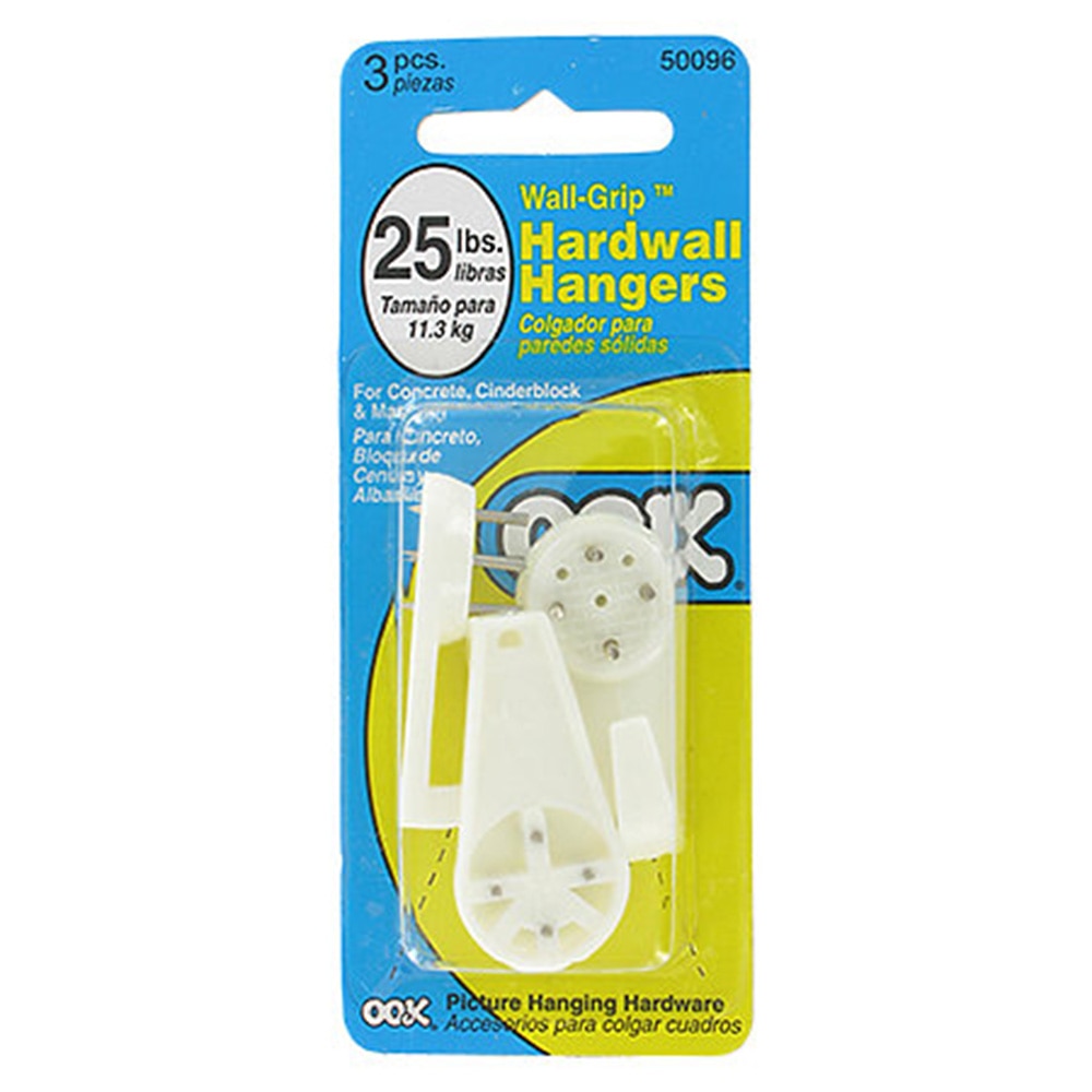 Hooks/Wall Adhesive, Plastic, Art & School, Ook, Hardwall, Hangers, 25#, 3 pack, 660823